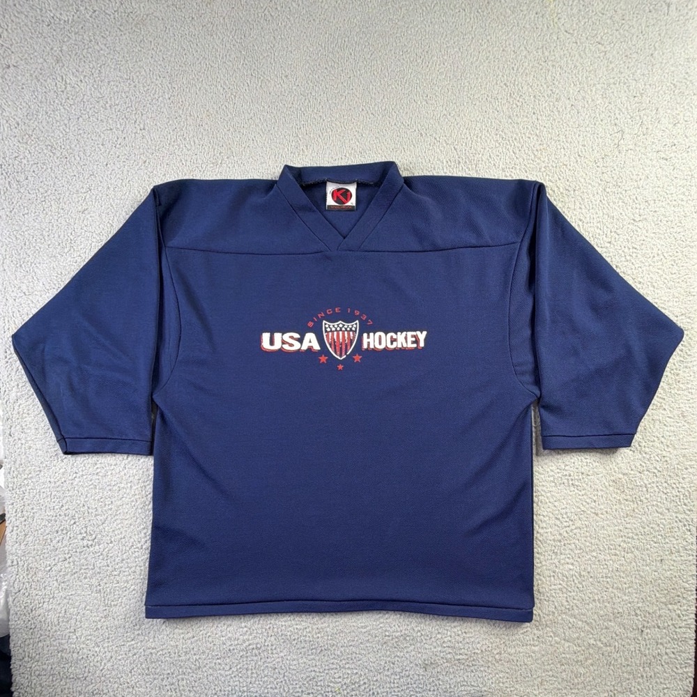 Vintage 90s USA Hockey Team Jersey Mens Size XL Cloquet Minnesota Made In USA